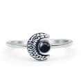 thumbnail image 1 of Round Crescent Moon Ring Black Agate 925 Sterling Silver Size 10, 1 of 6