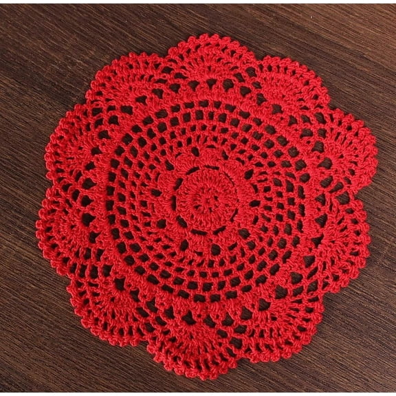 Round Crochet Lace Doily Floral Design Fabric Coasters Doilies Value Pack, 4 pcs/Set Lace Doilies