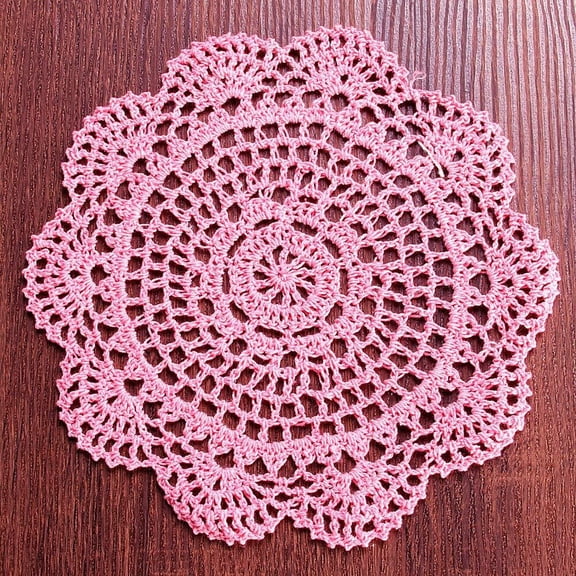 Round Crochet Lace Doily Floral Design Fabric Coasters Doilies Value Pack, 4 pcs/Set Lace Doilies