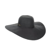 Black Extra Wide Brim Round Crown Portable Summer Straw Sun Hat NEW Black 8-inch Brim Straw Sun Hat: Kentucky Derby Style, UV  main image 4