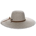 thumbnail image 1 of Round Crown Frayed Brim Straw Sun Hat, 1 of 9