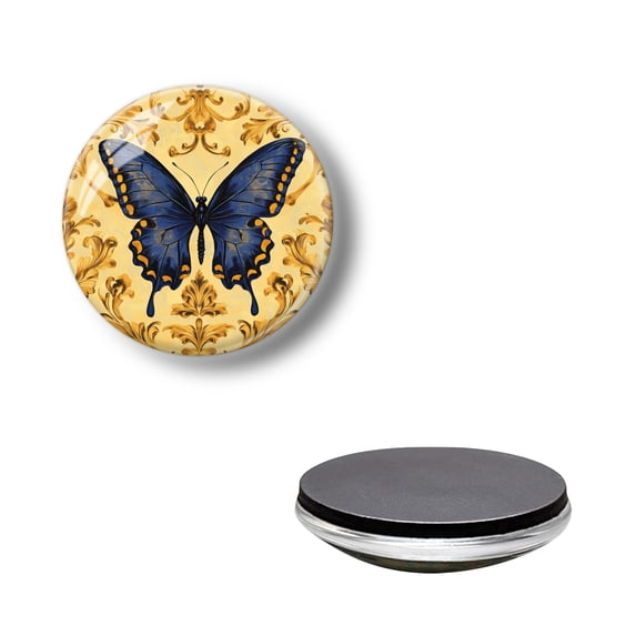 Round Crystal Glass Fridge Magnet Sticker, Butterfly Strong Non-Scratch Aesthetic Refrigerator Magnets Decoration for Kitchen, Office Whiteboard and Lockers (1.18*1.18 Inch)