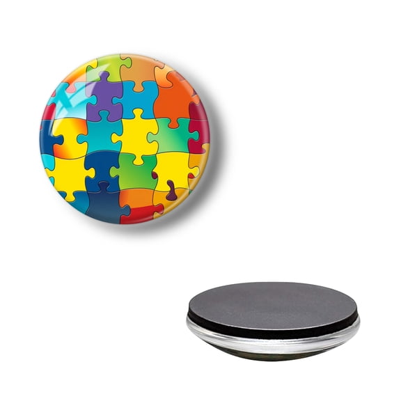 Round Crystal Glass Fridge Magnet Sticker, Colorful Puzzle Pieces Strong Non-Scratch Aesthetic Refrigerator Magnets Decoration for Kitchen, Office Whiteboard and Lockers 1.18*1.18 Inch