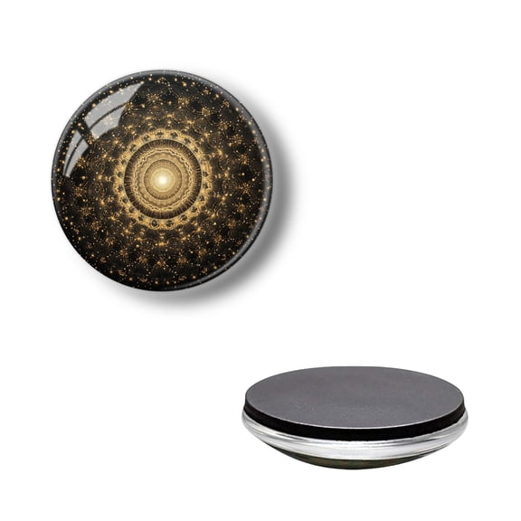 Round Crystal Glass Fridge Magnet Sticker, Gold Patterns Strong Non-Scratch Aesthetic Refrigerator Magnets Decoration for Kitchen, Office Whiteboard and Lockers 1.18*1.18 Inch