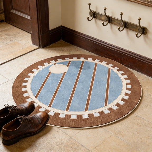 Round Crystal Velvet Floor Mat, Soft Plush Bathroom Rug, Non Slip, Absorbent, for Bedroom Living Room