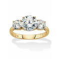 thumbnail image 1 of Round Cubic Zirconia 3-Stone Engagement Ring 3 TCW in Solid 10k Yellow Gold, 1 of 5