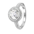 thumbnail image 1 of Round Cubic Zirconia Designer Engagement Rhodium Plated Sterling Silver Size 8, 1 of 2