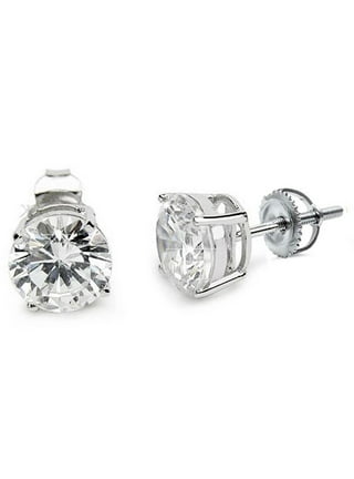 925 Sterling Silver CZ Tiny Round Screw Back Earrings for Toddlers 3mm
