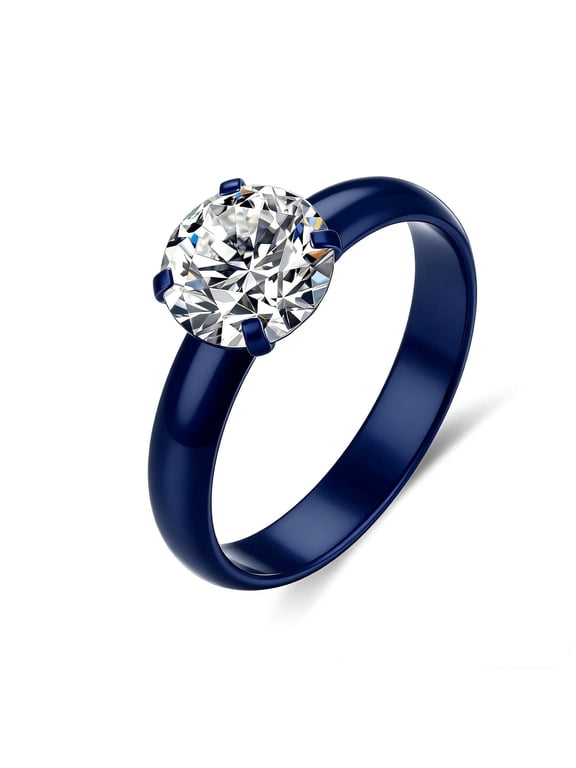 Round Cubic Zirconia Solitaire Engagement Ring,Wedding Ring for Women Sz 8