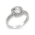 thumbnail image 1 of Round Cubic Zirconia Square Style Engagement Ring Rhodium Plated Sterling Silver, 1 of 3