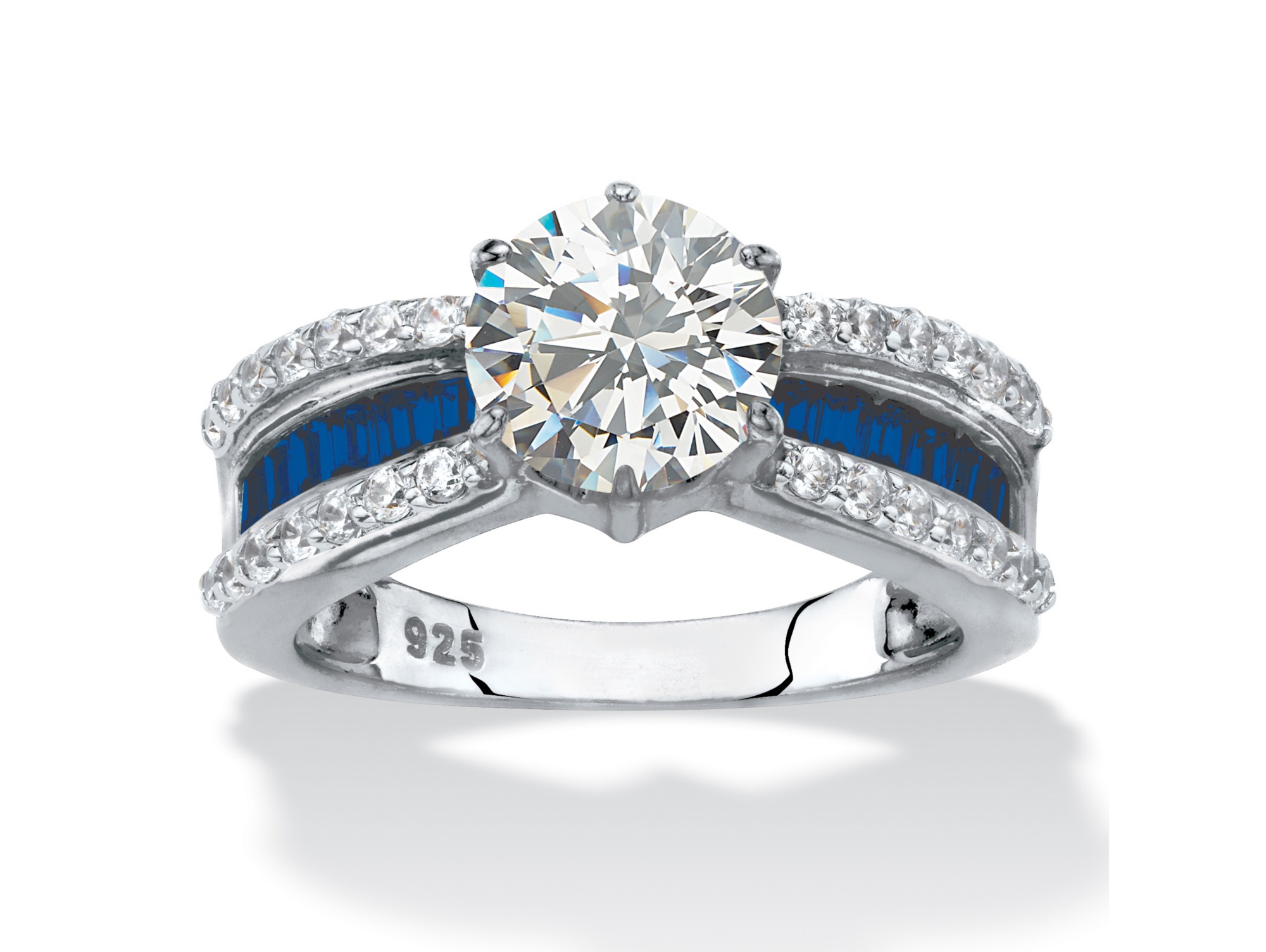 Round Cubic Zirconia and Simulated Blue Sapphire Engagement  display picture 1