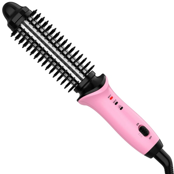 Round Curling Iron Brush Dual Voltage, Hair Curling Brush Long Barrel Tourmaline Ceramic, Brush Curling Iron 1 Inch Barrel (NOT Include Anti-Scald Bristles)