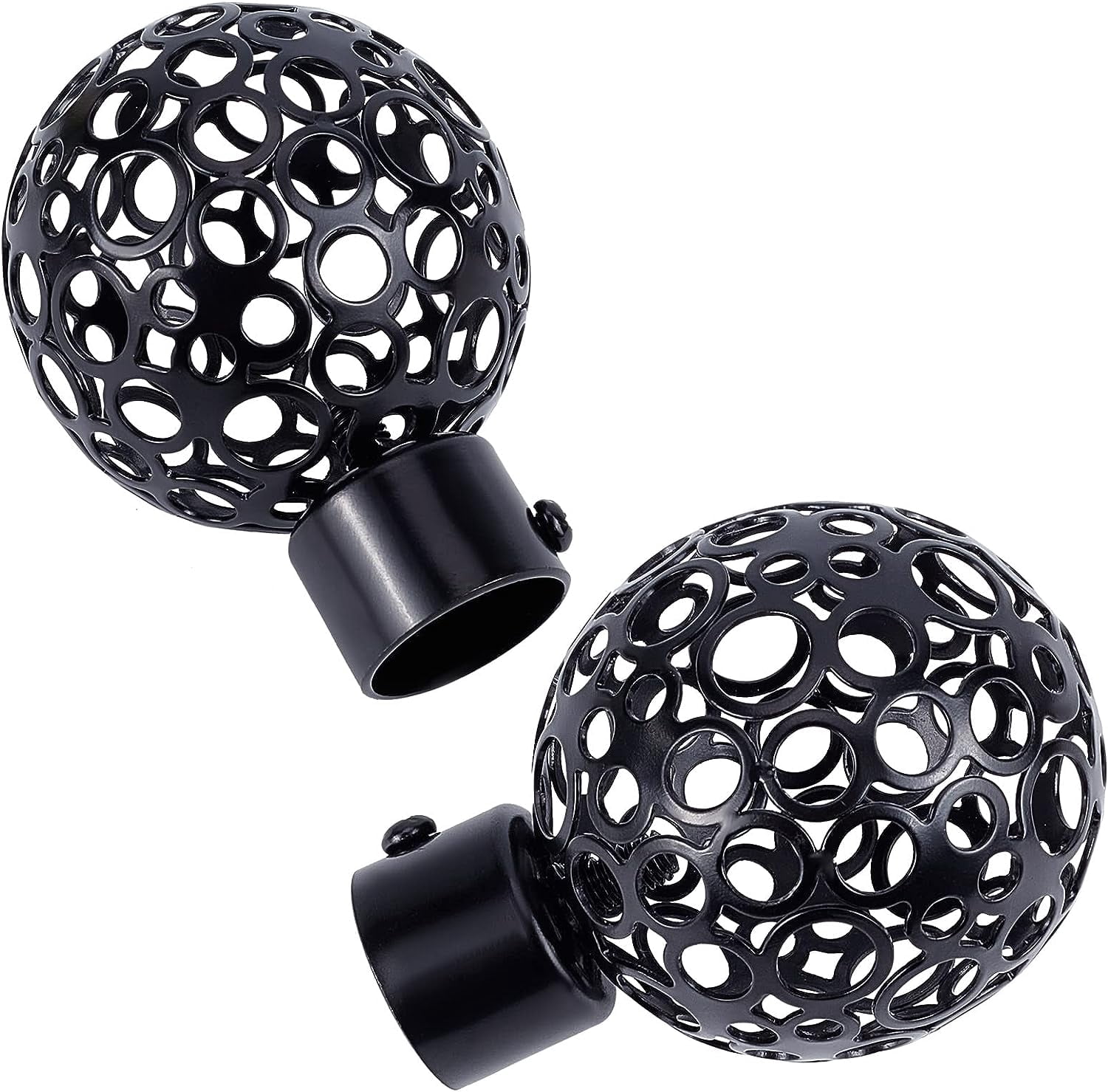 Round Curtain Rod Finials 22mm Drapery Pole End Black Ball Cage ...