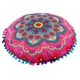 thumbnail image 1 of Round Cushion Cover, Decorative Mandala Pillow Sham, Indian Bohemian Ottoman Poufs, Pom Pom Pillow Cases, Outdoor Cushion Cover, 1 of 5