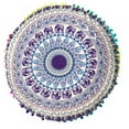 thumbnail image 1 of Round Cushion Cover, Decorative Mandala Pillow Sham, Indian Bohemian Ottoman Poufs, Pom Pom Pillow Cases, Outdoor Cushion Cover, 1 of 5