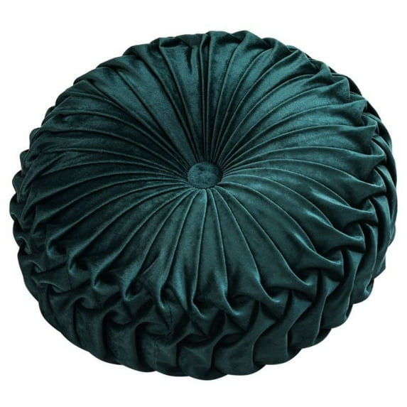 Round Cushions Pillows, Solid Color Velvet Chair Sofa Pumpkin Throw Pillow Pleated Round Pillow for Home Bed Car Decor Floor Pillow Cushion 8 Color 38 * 10CM