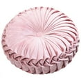 thumbnail image 1 of Round Cushions Pillows, Solid Color Velvet Chair Sofa Pumpkin Throw Pillow Pleated Round Pillow for Home Bed Car Decor Floor Pillow Cushion 8 Color 38 * 10CM, 1 of 6