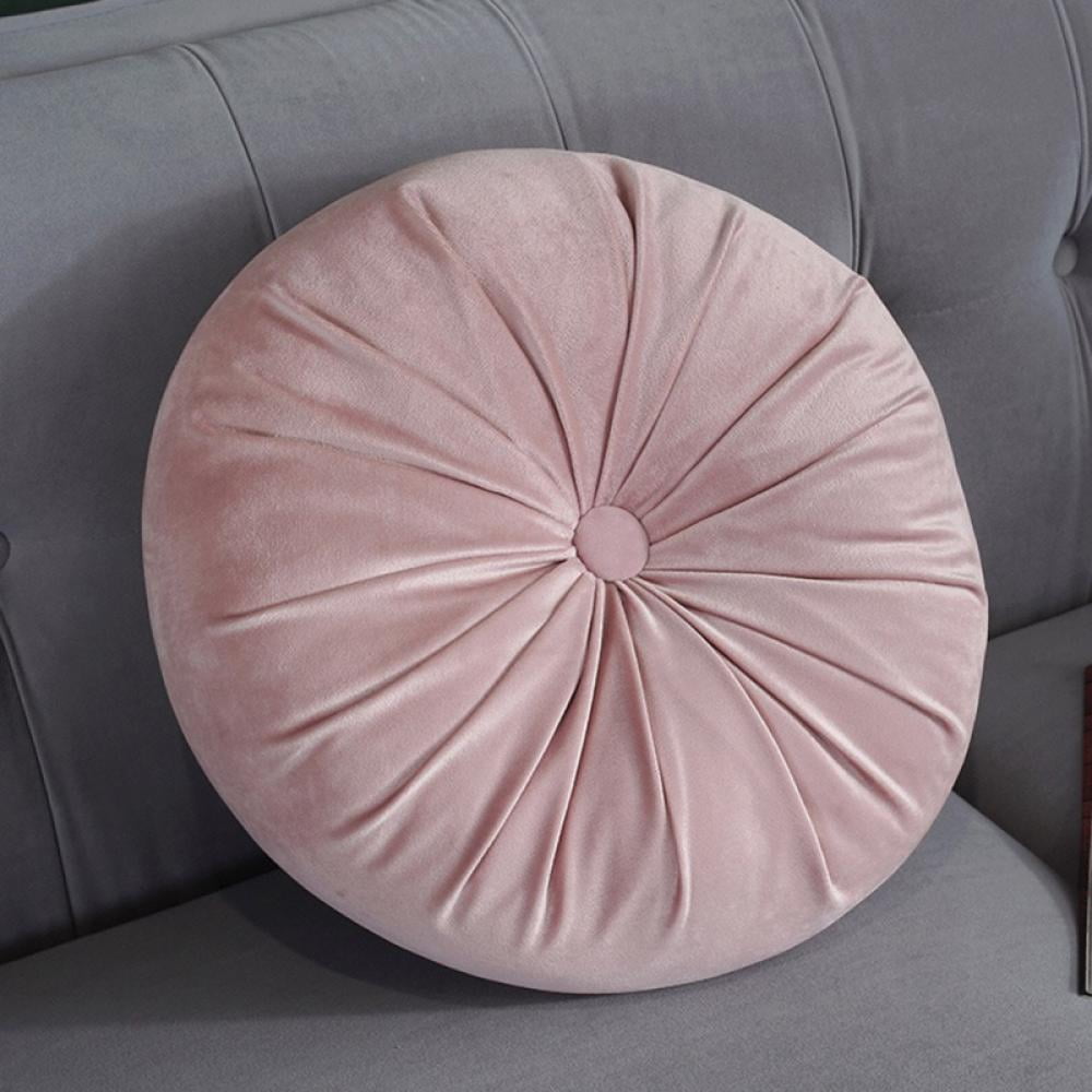 Ripeng 3 Pieces Round Pleated Throw Pillows, 13.8 Inches Pleated Round  Pillow Cushion Pink Beige Bright Yellow Pumpkin Decorative Small Round  Velvet