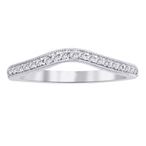 Round Cut (0.16 Cttw) White Diamond Contour Wedding Band Ring In 14K Solid White Gold