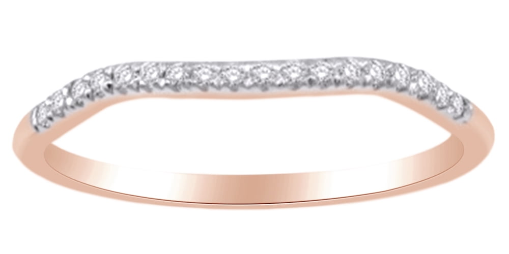 AFFY Round Cut (0.2 Cttw) White Diamond Curved Engagement Band Ring In ...