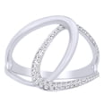 thumbnail image 1 of AFFY Round Cut (0.2 cttw) White Natural Diamond Interlocking Engagement Wedding Ring In 14K Solid White Gold, 1 of 1