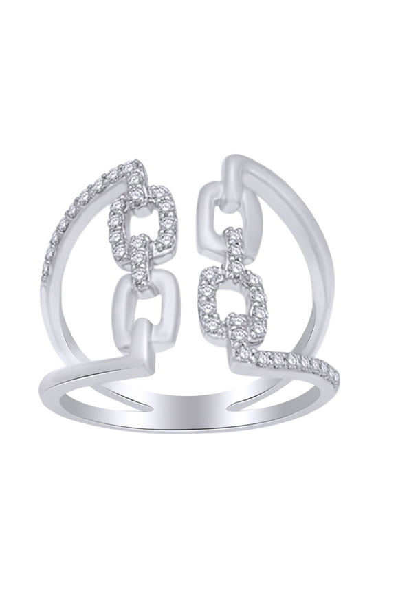 Round Cut (0.25 Cttw) White Natural Diamond Chain Link Engagement Ring In 14K Solid White Gold