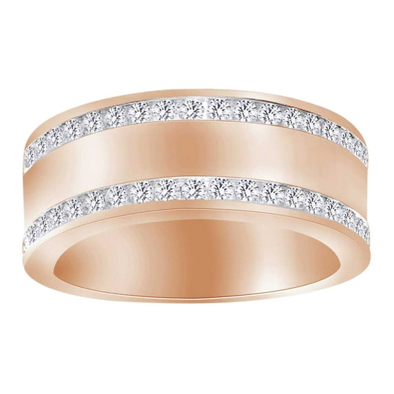 AFFY Round Cut (0.25 Cttw) White Natural Diamond Engagement Band Ring In 14K Solid Rose Gold