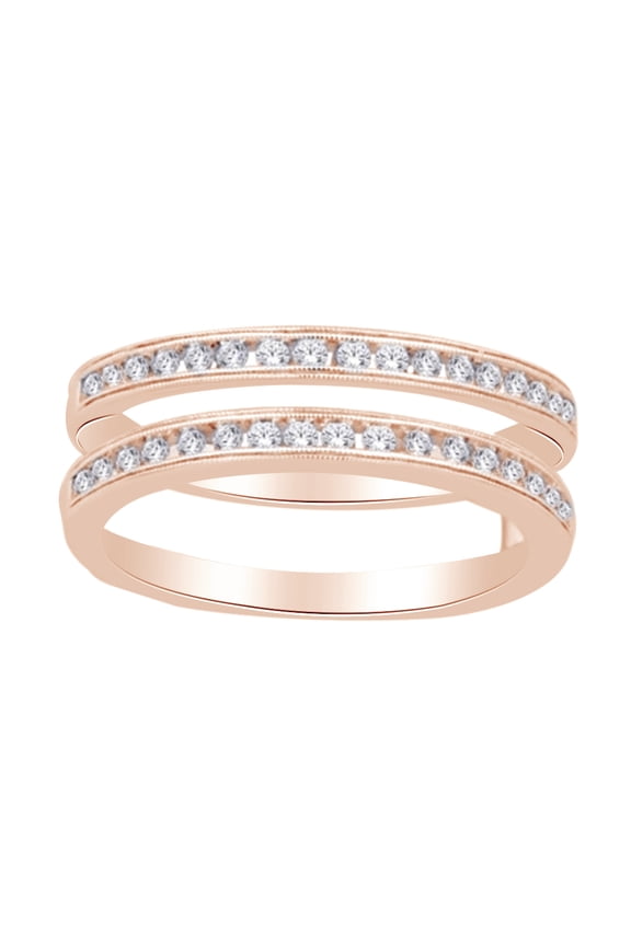 Round Cut (0.4 Cttw) White Diamond Enhancer Ring Guard In 14K Solid Rose Gold