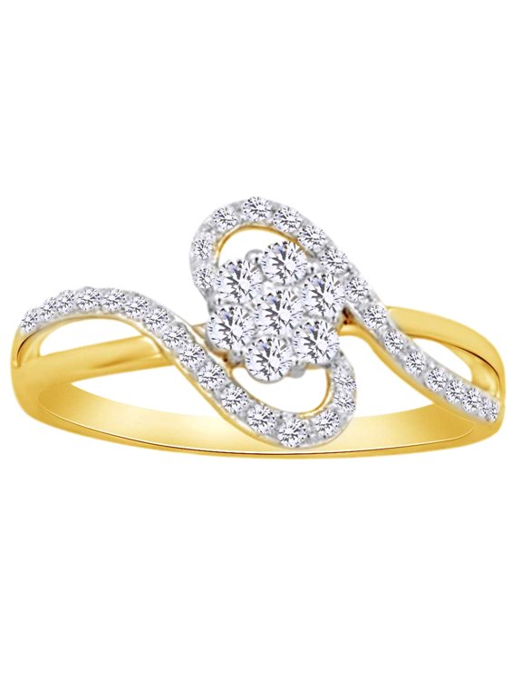Round Cut (0.4 Cttw) White Natural Diamond Cluster Zigzag Promise Ring,Ring Size-14