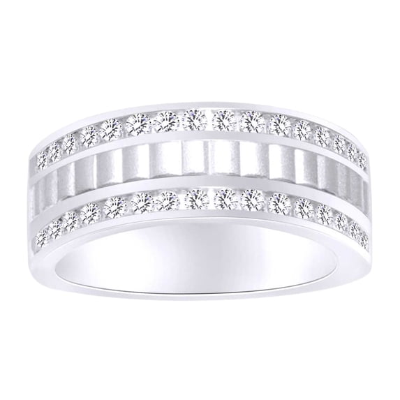 AFFY Round Cut (0.5 Cttw) White Diamond Engagement Wedding Band Ring In 14K Solid White Gold,Ring Size-11.5