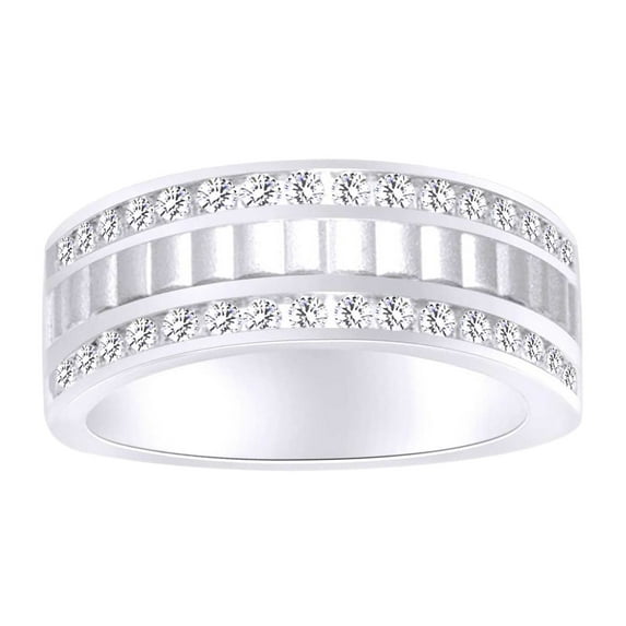 AFFY Round Cut (0.5 Cttw) White Diamond Engagement Wedding Band Ring In 14K Solid White Gold,Ring Size-8.5