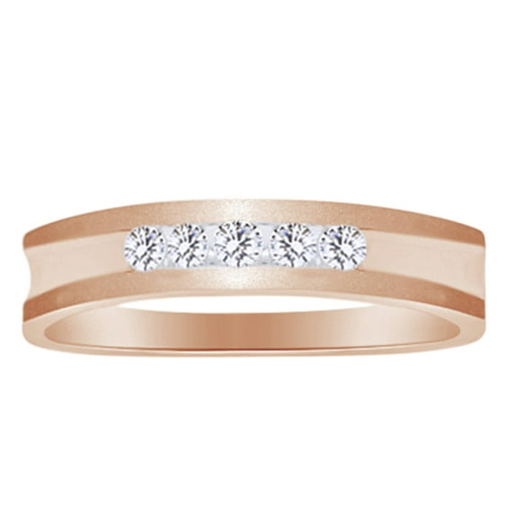 AFFY Round Cut (0.5 Cttw) White Natural Diamond Engagement Band Ring In 14K Solid Rose Gold,Ring Size-14