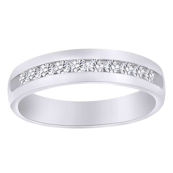 AFFY Round Cut (0.5 Cttw) White Natural Diamond Engagement Wedding Ring In 14K Solid White Gold