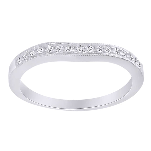AFFY Round Cut (0.50 Cttw) White Natural Diamond Curved Band Ring In 14K Solid White Gold