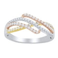 thumbnail image 1 of AFFY Round Cut (0.50 Cttw) White Natural Diamond Three Tone Crossover Ring In 14K Solid White Gold, 1 of 1