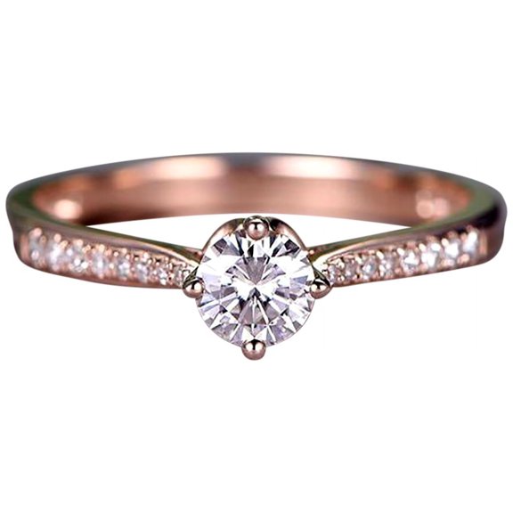 Round Cut 1.25 Ct Diamond Moissanite Wedding Ring With 18K Rose Gold Plating