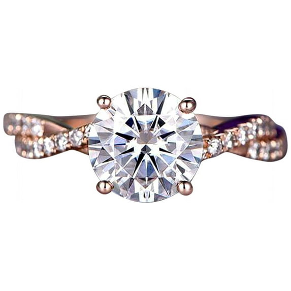 Round Cut 1.25 Ct Infinity Style Moissanite Diamond Engagement Ring In 10K Rose Gold, Promise Ring, Anniversary Ring