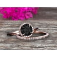 thumbnail image 1 of Round Cut 1.75 Carat Black Diamond Moissanite Engagement Ring Bridal Set 10k Rose Gold Art Deco Matching Wedding Band Anniversary Gift, 1 of 5
