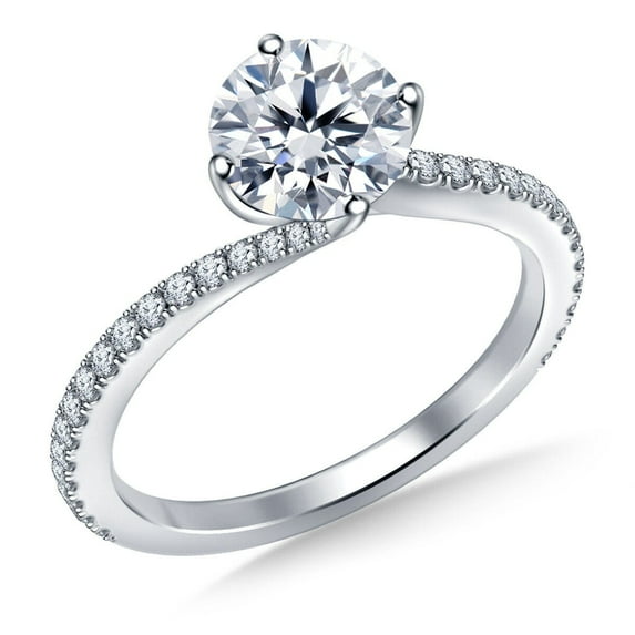 Round Cut 1.80 Carat Moissanite Ring 18K White Gold Plated/Vintage Solitaire Moissanite Engagement ring D Color/Anniversary Ring/Personalized Gift
