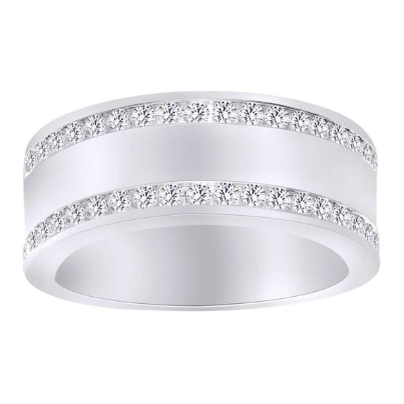 AFFY Round Cut (1 Cttw) White Natural Diamond Engagement Band Ring In 14K Solid White Gold