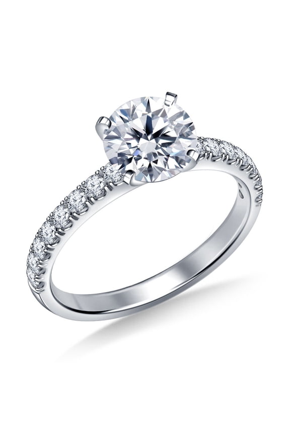 Round Cut 2.40 Carat Moissanite Ring 18K White Gold Plated/Vintage Solitaire Moissanite Engagement ring D Color/Anniversary Ring/Personalized Gift