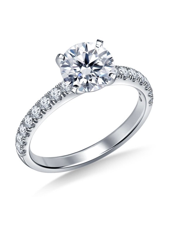 Round Cut 2.40 Carat Moissanite Ring 18K White Gold Plated/Vintage Solitaire Moissanite Engagement ring D Color/Anniversary Ring/Personalized Gift