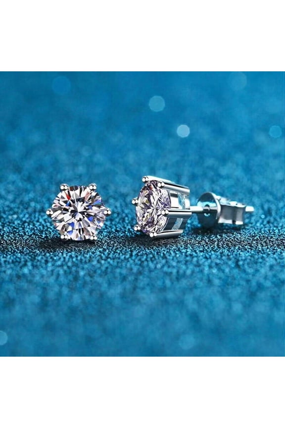 Round Cut 2 Ct Lab Created Diamond Solitaire Stud Earrings 14K White Gold Plated