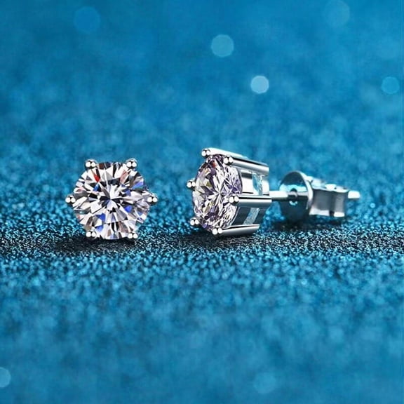 Round Cut 2 Ct Lab Created Diamond Solitaire Stud Earrings 14K White Gold Plated