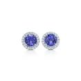 thumbnail image 1 of Round Cut 4 CT Tanzanite & Diamond Halo Stud Earrings, 1 of 1