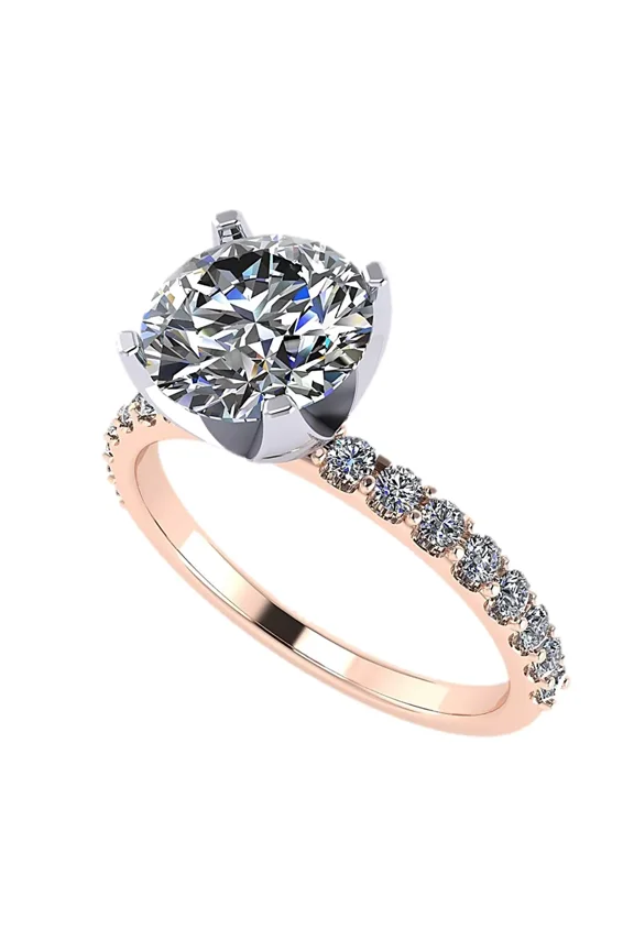 Round Cut 6.5mm (1ct) Zirconia Solitaire Engagement Ring - 14k Rose Gold - Size 7
