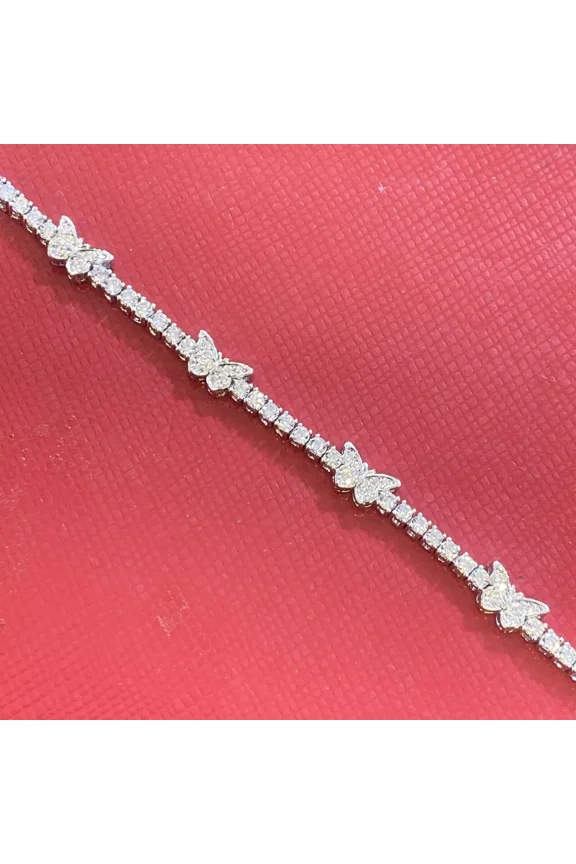 Round Cut 7 Ct White Moissanite Teniss Women Bracelet White Gold Plated 14k