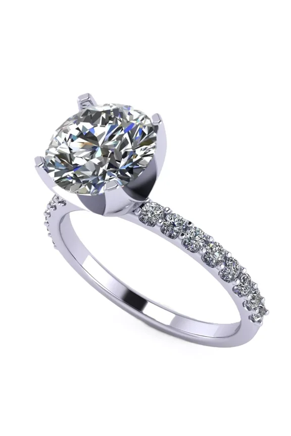 Round Cut 8.0mm (2ct) Zirconia Solitaire Engagement Ring - 14k White Gold - Size 8