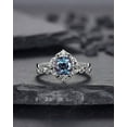 thumbnail image 1 of Round Cut Alexandrite Engagement Ring Set, Vintage White Gold Black Moissanite Halo Promise Wedding Ring Bridal Set, Floral Ring set, 1 of 5