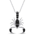 thumbnail image 1 of AFFY Round Cut Black Cubic Zirconia Scorpion Pendant Necklace In 14K White Gold Over Sterling Silver, 1 of 7